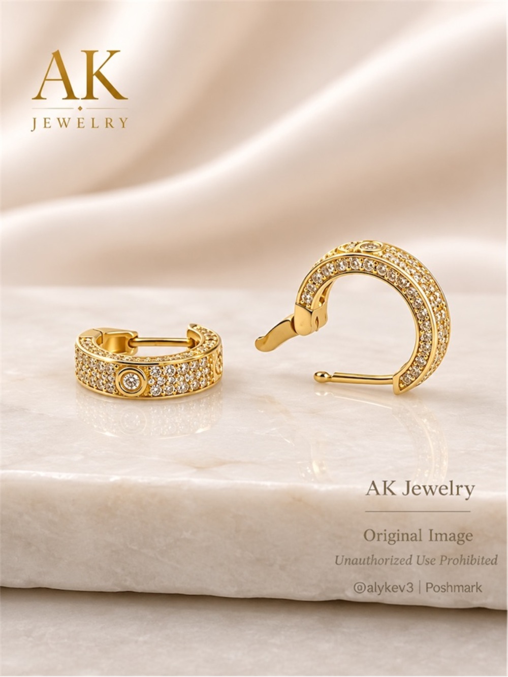 💎LUXURY 18k Gold Small Pavé Diamond Huggie Hoop Earrings | by AK Jewelry™